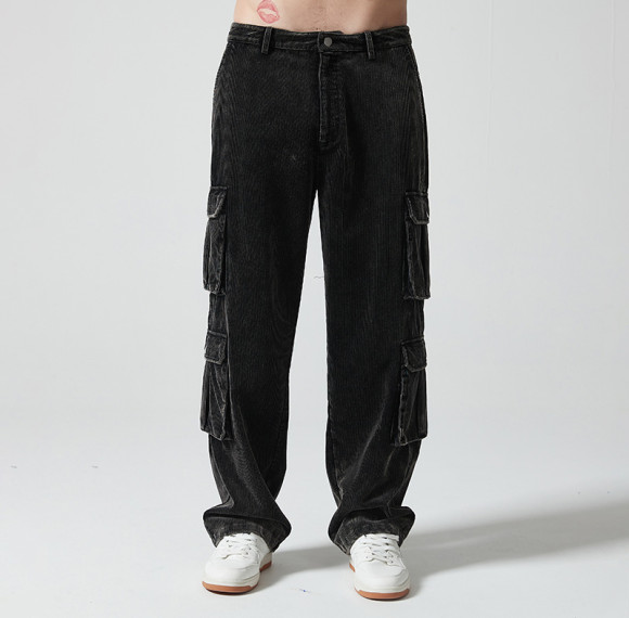 Custom Vintage Multi-Pocket Cargo Pants | Blank Print | 100% Cotton Corduroy Fabric | OEM/ODM Service