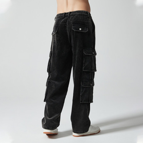 Custom Vintage Multi-Pocket Cargo Pants | Blank Print | 100% Cotton Corduroy Fabric | OEM/ODM Service
