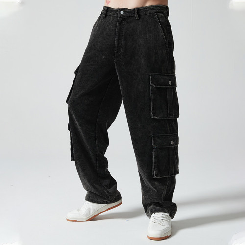 Custom Vintage Multi-Pocket Cargo Pants | Blank Print | 100% Cotton Corduroy Fabric | OEM/ODM Service