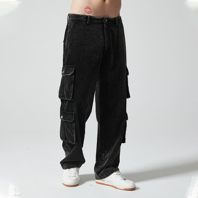 Custom Vintage Multi-Pocket Cargo Pants | Blank Print | 100% Cotton Corduroy Fabric | OEM/ODM Service