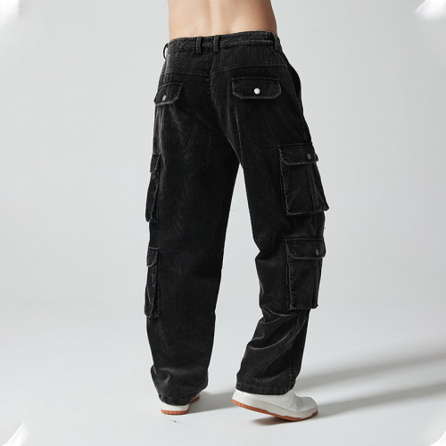 Custom Vintage Multi-Pocket Cargo Pants | Blank Print | 100% Cotton Corduroy Fabric | OEM/ODM Service