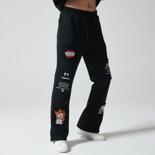 Custom Vintage Micro Flare Pants | Pattern Print | Knitted Blended Fabric | OEM/ODM Service