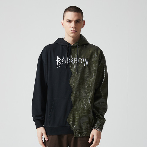 Custom Oversized Patchwork Graphic Hoodie | Letter Printing | Patchwork Fabric | OEM & ODM