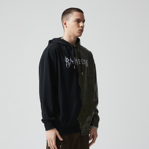 Custom Oversized Patchwork Graphic Hoodie | Letter Printing | Patchwork Fabric | OEM & ODM