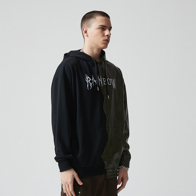 Custom Oversized Patchwork Graphic Hoodie | Letter Printing | Patchwork Fabric | OEM & ODM