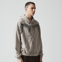 Custom Vintage Oversized Full Zip Hoodie | Gothic Letter Print | 380G Blended Fabrics | OEM/ODM