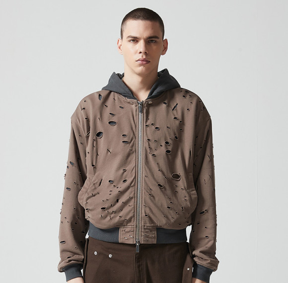 Custom Oversized Cropped Zip Up Hoodie | Fake Two-Piece Design | 420G Blended Fabrics | OEM/ODM