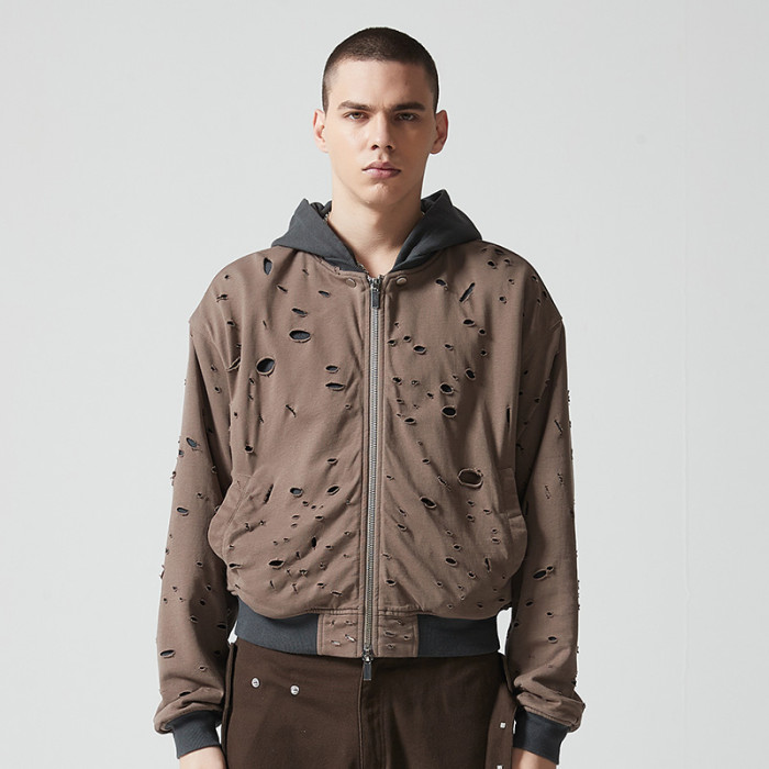 Custom Oversized Cropped Zip Up Hoodie | Fake Two-Piece Design | 420G Blended Fabrics | OEM/ODM