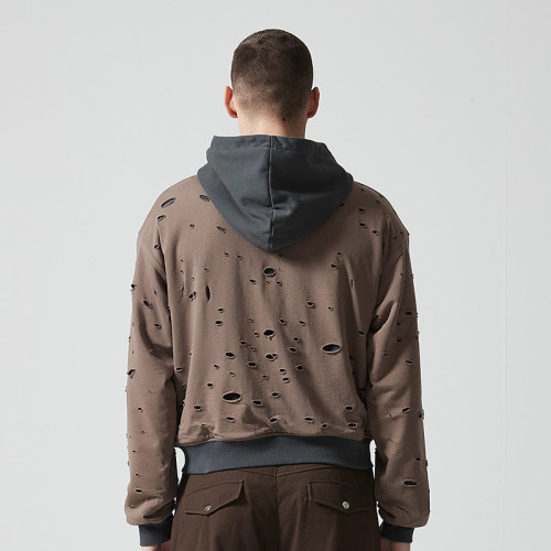 Custom Oversized Cropped Zip Up Hoodie | Fake Two-Piece Design | 420G Blended Fabrics | OEM/ODM