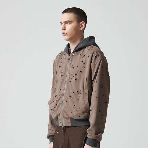 Custom Oversized Cropped Zip Up Hoodie | Fake Two-Piece Design | 420G Blended Fabrics | OEM/ODM