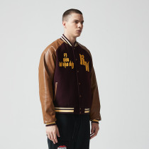 Custom Vintage Embroidery Baseball Jacket | Lettered Print | Patchwork Fabric | Support OEM/ODM