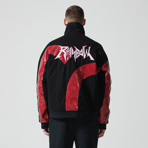Custom Vintage Patchwork Varsity Jacket | Lettered Print | Patchwork Fabric | Support OEM/ODM
