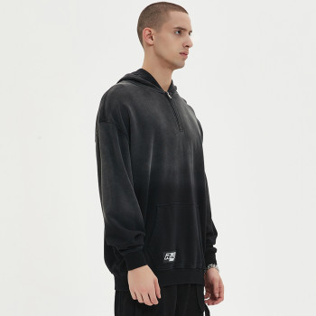 Custom Oversized Half Zip Hoodie | Gradient Design & Letter Patches| 320G Cotton Fabrics | OEM/ODM