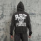 Custom Oversized Fit Punk Style Hoodie | Skeleton & Letter & Flame Pattern | Fleece Blend Fabric