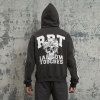 Custom Oversized Fit Punk Style Hoodie | Skeleton & Letter & Flame Pattern | Fleece Blend Fabric