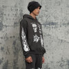 Custom Oversized Fit Punk Style Hoodie | Skeleton & Letter & Flame Pattern | Fleece Blend Fabric