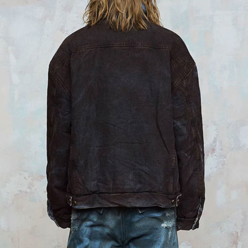Custom Vintage Washed Cotton-Padded Jacket | Washed-out Effect | Blended Denim Fabric | OEM/ODM