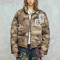 Custom Vintage Cropped Puffer Jacket | Portrait Print | Camouflage Woven Fabric | OEM/ODM