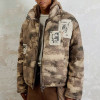 Custom Vintage Cropped Puffer Jacket | Portrait Print | Camouflage Woven Fabric | OEM/ODM