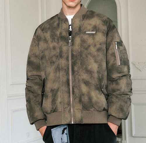 Custom Vintage Bomber Cotton Jacket | Camouflage Print | Camouflage Woven Fabric | OEM/ODM