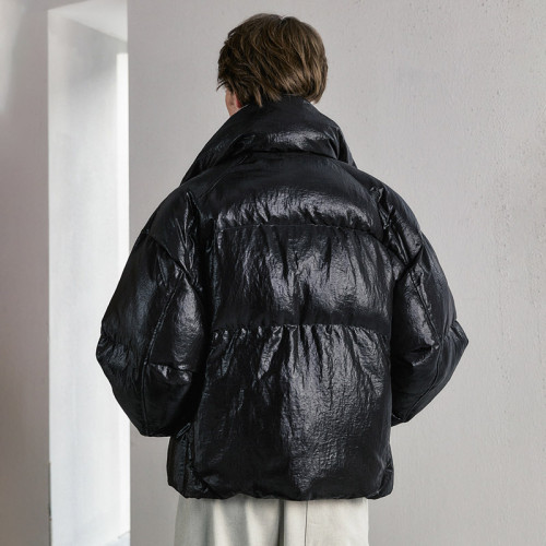 Custom Faux Two-Piece Thick Cotton Jacket | Mock Neck Design | Camouflage Woven Fabric | OEM/ODM