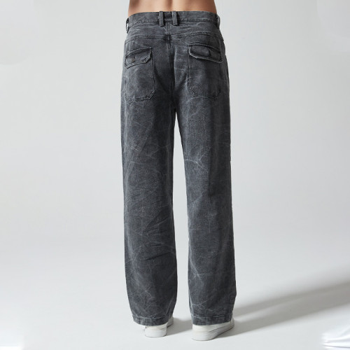 Custom Vintage Washed Jeans | Letter Printed | 100% Cotton Denim Fabric | OEM/ODM