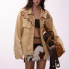 Custom Vintage Cropped Denim Jacket | Washed & Embroidery Print | 100% Cotton Denim Fabric | OEM Jacket