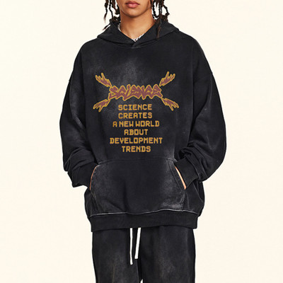 Custom Washed Oversized Hoodie | Sun Dried & Letter DTG Print & Knitted | OEM/ODM