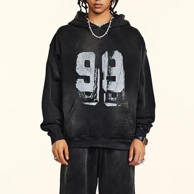 Custom Vintage Thick Oversized Hoodie | Sun Dried & DTG Print | 332G Knit Fabric | OEM/ODM