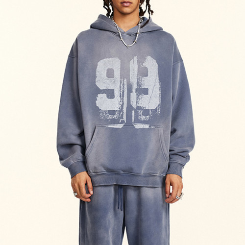Custom Vintage Thick Oversized Hoodie | Sun Dried & DTG Print | 332G Knit Fabric | OEM/ODM