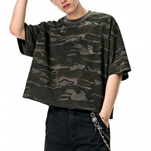 Custom Vintage Boxy T-shirts | Camouflage T-shirt | 270GSM 100% Cotton Knit Fabric | OEM/ODM