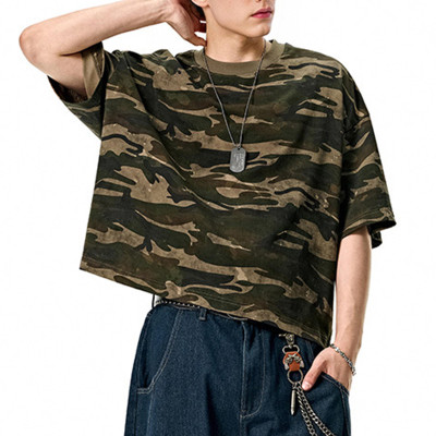 Custom Vintage Boxy T-shirts | Camouflage T-shirt | 270GSM 100% Cotton Knit Fabric | OEM/ODM