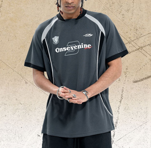 Custom Oversized Fit Mesh T-shirt | Jersey T-shirt | Patchwork & Screen Printing | OEM/ODM