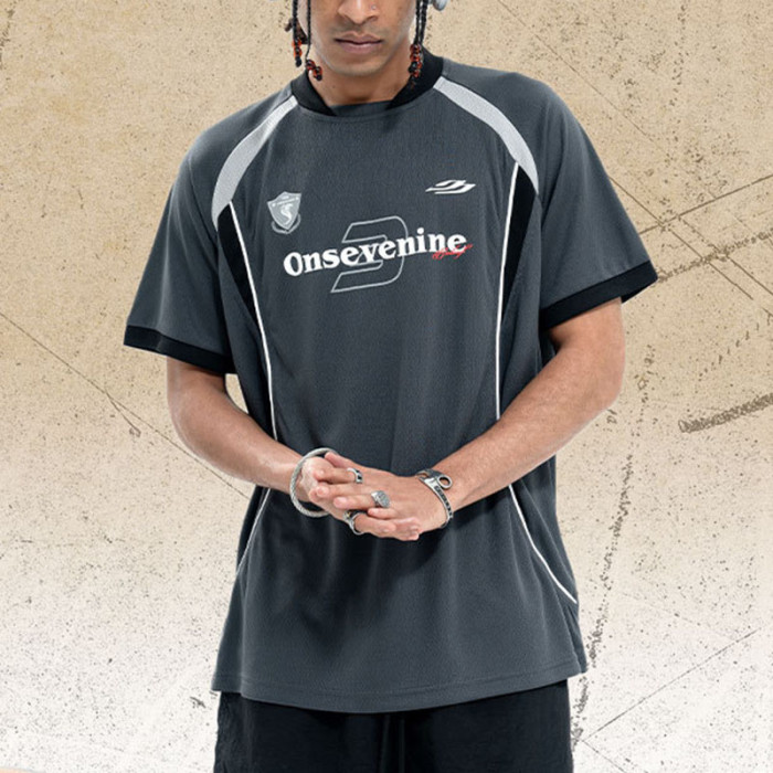 Custom Oversized Fit Mesh T-shirt | Jersey T-shirt | Patchwork & Screen Printing | OEM/ODM