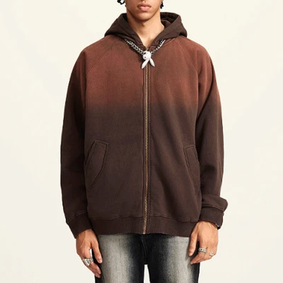 Custom Fleece Full Zip Hoodies | Sun Faded | 370g Fleece Fabric | OEM/ODM
