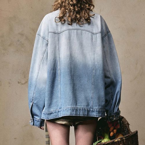 Custom Vintage Washed Denim Jacket | Floral Embroidery Print | Washed Denim Fabric | Support OEM/ODM