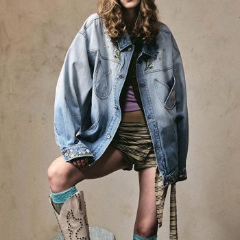 Custom Vintage Washed Denim Jacket | Floral Embroidery Print | Washed Denim Fabric | Support OEM/ODM