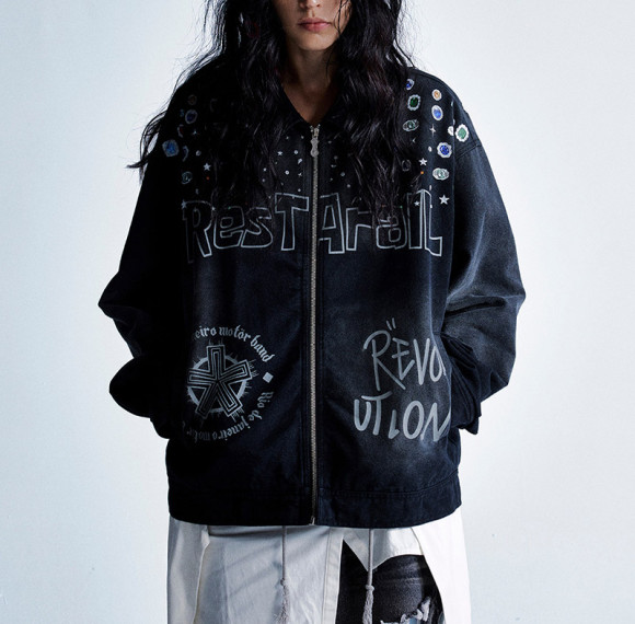 Custom Vintage Detroit Jacket | Sun Faded & DTG Print | Canvas Fabric | OEM Jacket