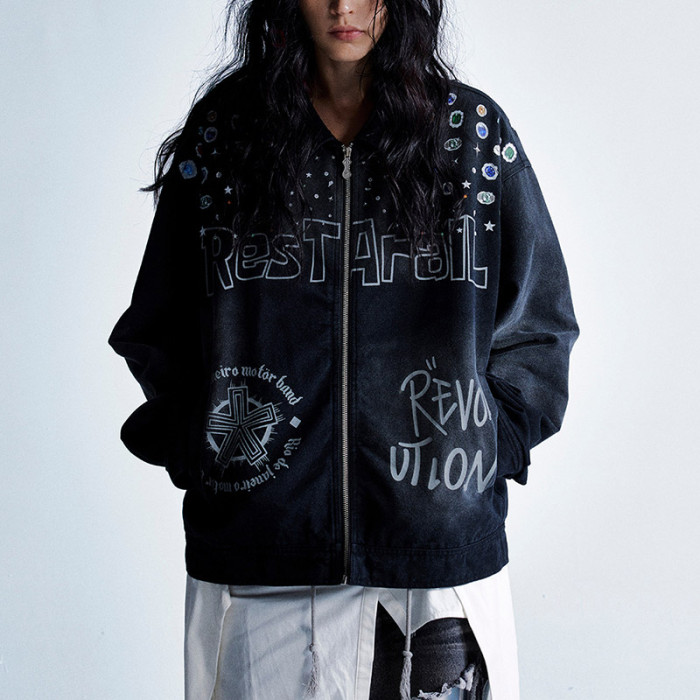 Custom Vintage Detroit Jacket | Sun Faded & DTG Print | Canvas Fabric | OEM Jacket