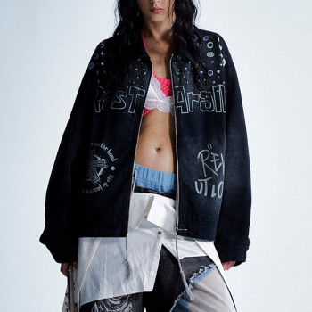 Custom Vintage Detroit Jacket | Sun Faded & DTG Print | Canvas Fabric | OEM Jacket