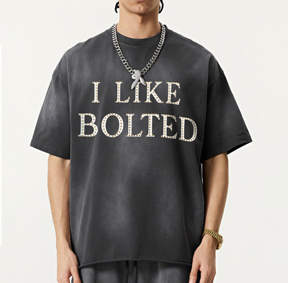 Custom Vintage Washed Oversized T-shirt | Letter Print | Sun Dried & DTG & Rhinestone | OEM T-shirts