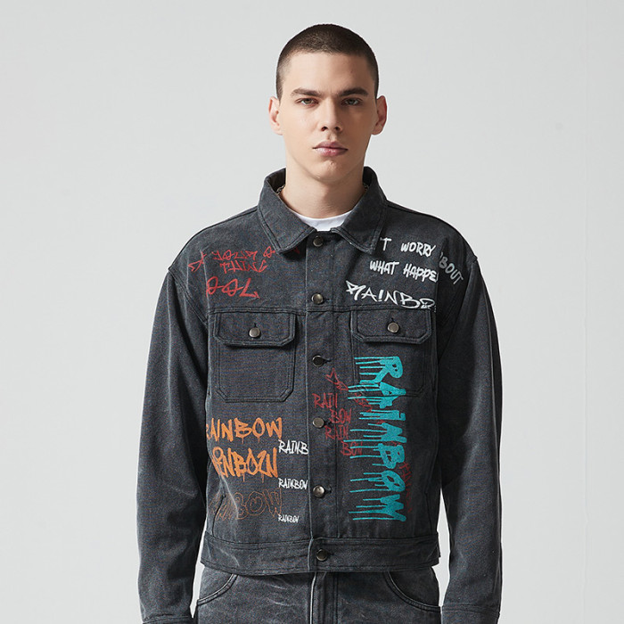 Custom Vintage Washed Denim Jacket | Washed & DTG Print | 100% Cotton Denim Fabric | OEM/ODM