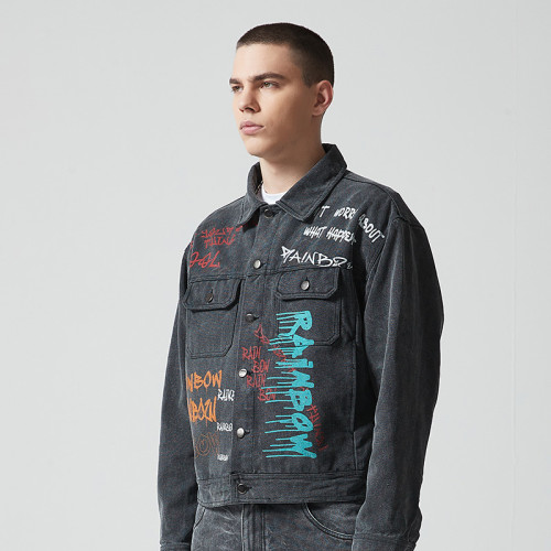 Custom Vintage Washed Denim Jacket | Washed & DTG Print | 100% Cotton Denim Fabric | OEM/ODM