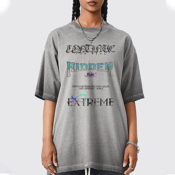 Custom Vintage Washed T-shirt | Washed & DTG Letter Print & Distressed | 100% Cotton | OEM/ODM T-shirts