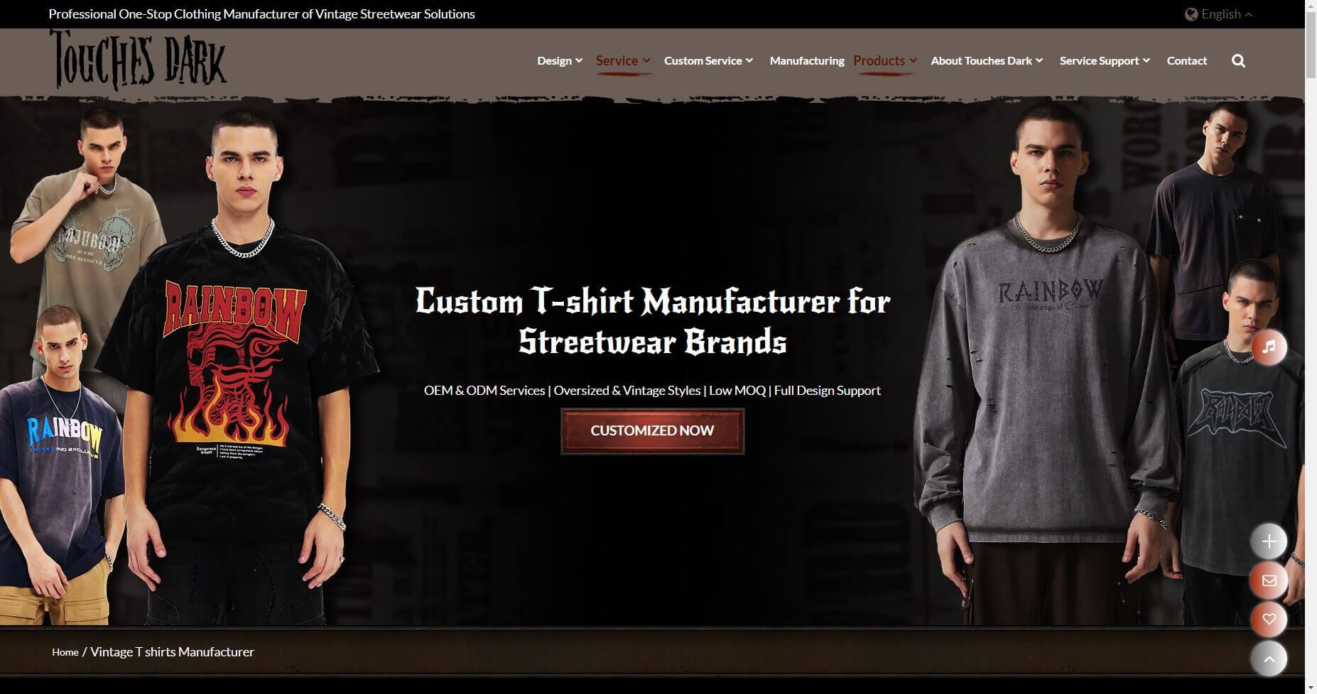 Touches Dark Vintage T-shirt Manufacturer