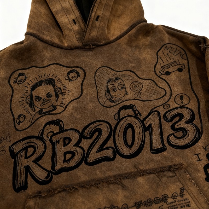 Original Design Brown Water Washed Vintage Hoodies