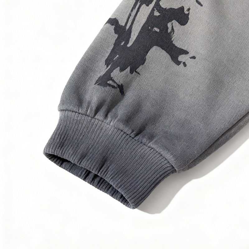  Vintage Gray Washed Cotton Blend Hoodies