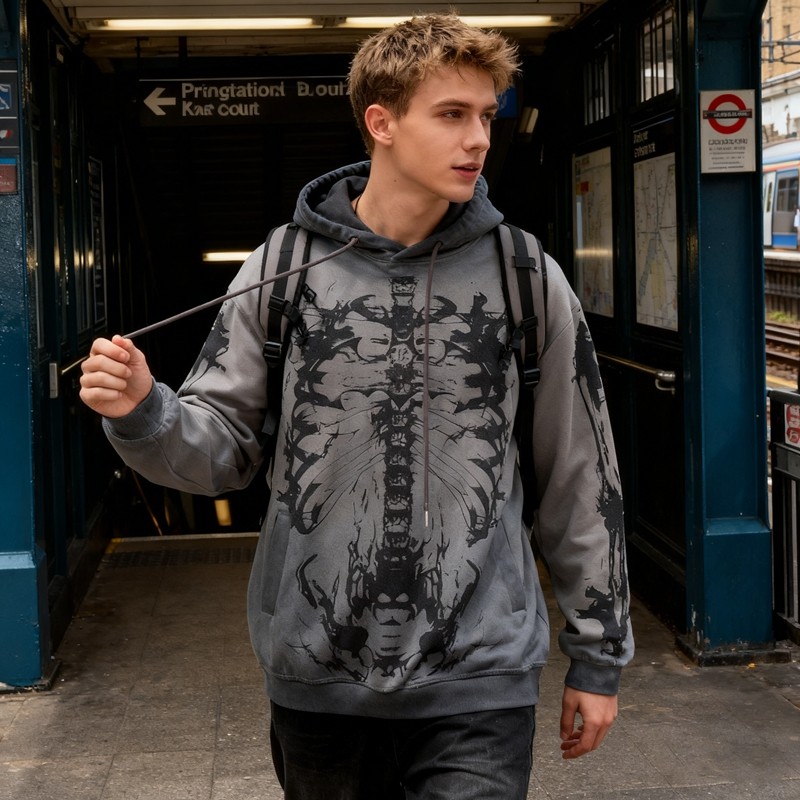  Vintage Gray Washed Cotton Blend Hoodies