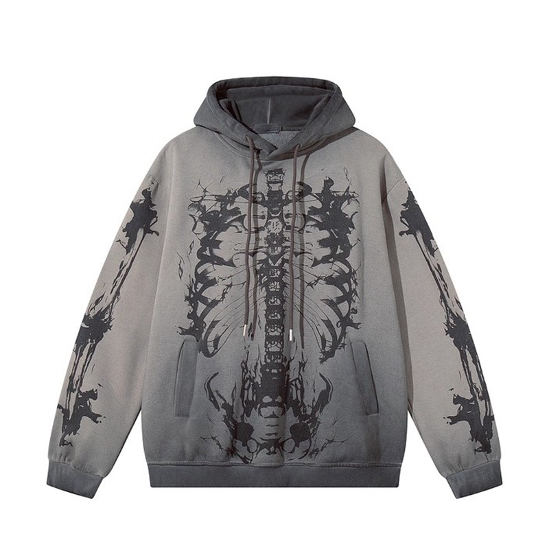  Vintage Gray Washed Cotton Blend Hoodies