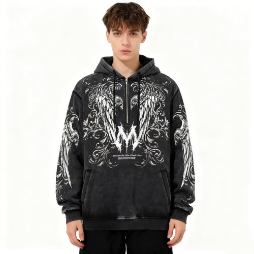 Streetwear Washed Vintage Zip-up Hoodies | Vintage Street Style | Custom Streetwear Manufacturer |Support OEM